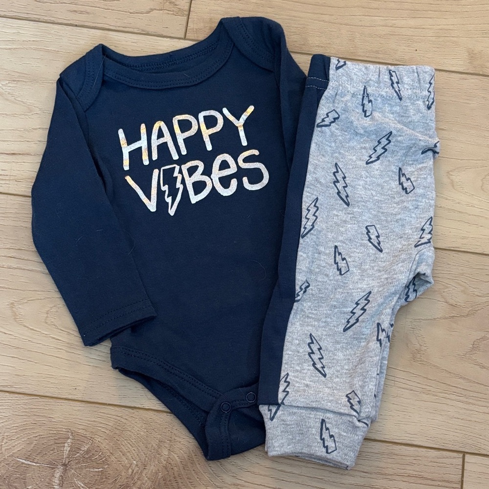 Happy Vibes Baby Onesie and Pants Set